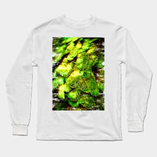 Green Bird Feather Abstract Pattern. For Feather & Bird Lovers. Long Sleeve T-Shirt